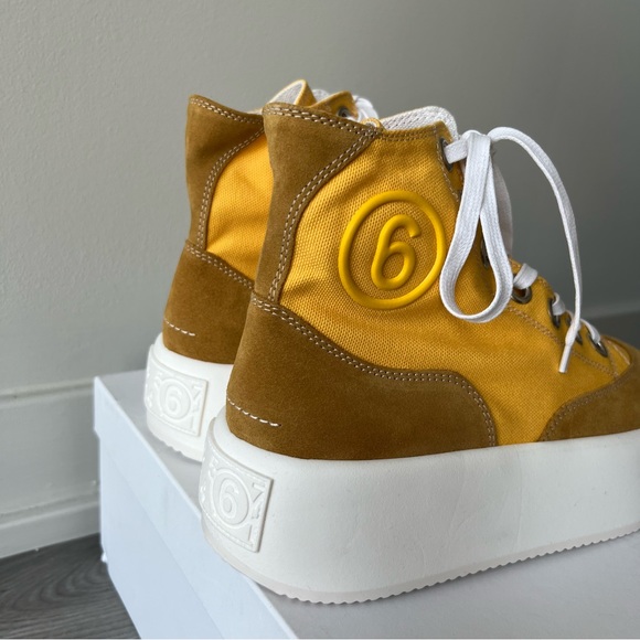 Maison Margiela MM6 high top yellow canvas sneakers - Picture 8 of 9